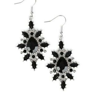 Elegant Black and Silver Teardrop Earrings